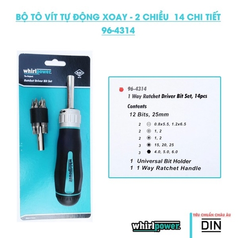 Bộ Tô Vít Tự Động Xoay 2 Chiều 14 Chi Tiết Whirlpower 96-4314