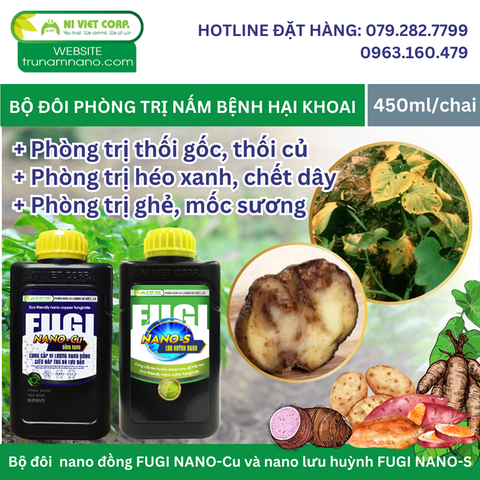 Bộ đôi FUGI NANO phòng trị nấm bệnh hại khoai ( khoai lang, khoai tây, khoai môn, khoai sọ, khoai mì, khoai mỡ, sâm đất, hoài sơn, dong riềng)