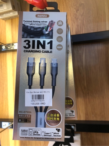 Cáp Sạc Remax 3in1 RC-070