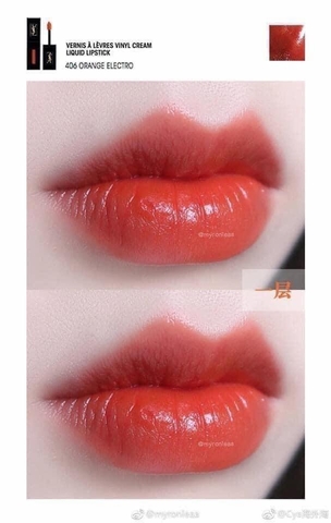 Son Kem YSL 406 màu cam đỏ- Vinyl Cream Lip Stain