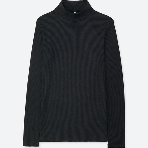 Áo len tăm dài tay cổ 3 phân Merino Uniqlo Black Size S