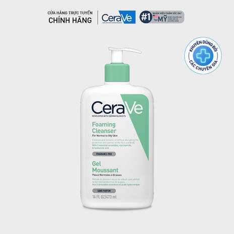 Sữa Rửa Mặt CeraVe Foaming Cleanser Sạch Sâu cho da dầu, mụn 473ml