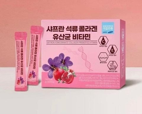 Bột Collagen Lựu Đỏ nhụy Nghệ Tây Bio Cell Hàn Quốc 30 gói