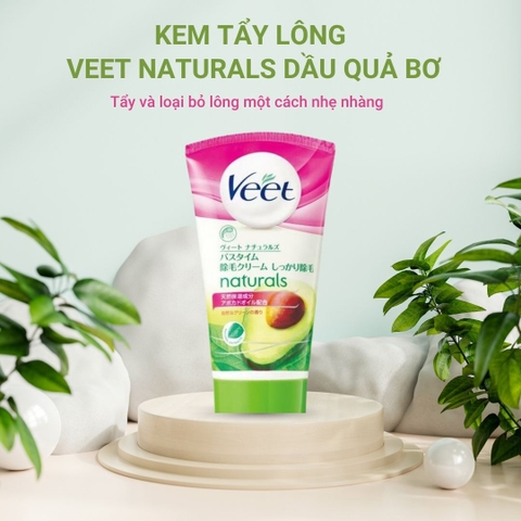 Kem tẩy lông Veet nội địa Nhật mùi bơ kèm mút 150gr