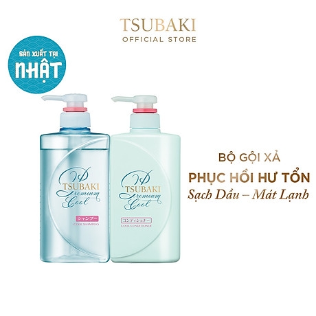 Cặp gội ,xả TSUBAKI xanh Premium Cool ( 490ml *2 )