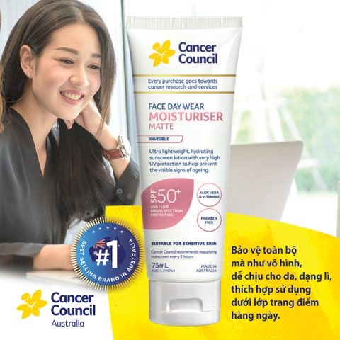 Kem chống nắng dưỡng ẩm, làm mờ, vô hình Ultra Cancer Council 75ml ( face day hồng)