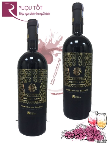 Rượu vang Ý Golden Lion Primitivo Del Salento Cao cấp sét hộp 2 chai