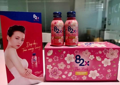 Nước uống Collagen 82X The Pink, đẹp da giữ dáng - Hộp 10 chai