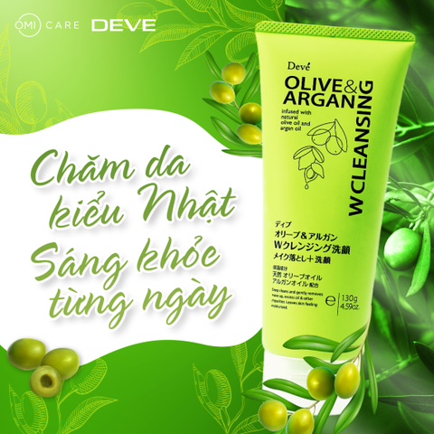 Sữa rửa mặt tẩy trang deve chiết xuất dầu olive & argan 130g