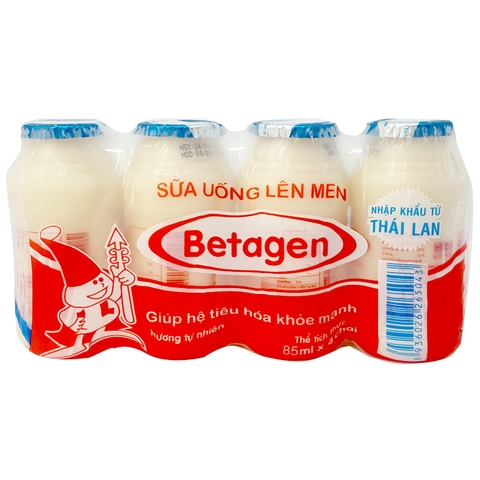 Vỉ Sữa chua uống lên men Thái Betagen 85ml*4 vị tự nhiên