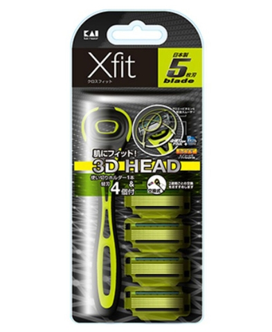 Set dao cạo 5 lưỡi kép Xfit KAI (1 thân, 4 lưỡi thay thế) - hộp dài