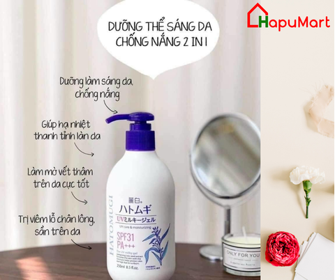 Sữa dưỡng thể chống nắng Hatomugi 250ml SPF 30+