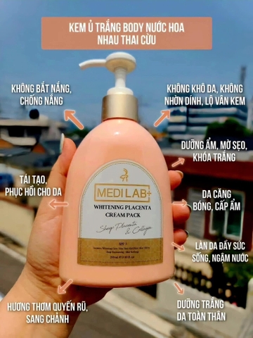 Kem dưỡng thể ủ trắng nhau thai cừu MediLab Whitening Placenta Cream Pack 290ml