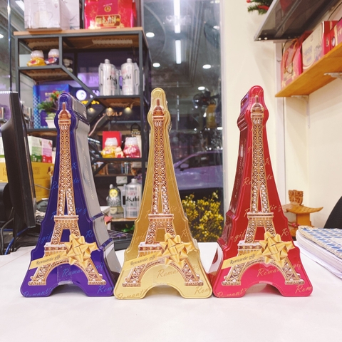 kẹo chocolate Romantic gilf hộp sắt tháp Eiffel 230gr (đỏ/xanh/vàng)