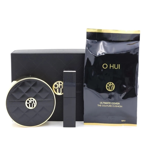 Set Phấn nước Ohui Ultimate Cover The Couture Cushion bản hộp da (tặng kèm Son + Lõi thay thế)