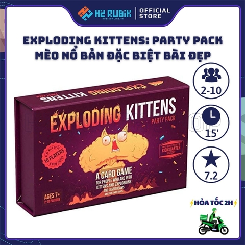 Exploding Kittens: Party Pack Board Game Mèo Nổ Bản Đặc Biệt Bài Đẹp (Tiếng Anh US)