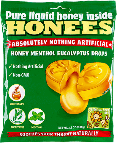 KẸO THÔNG CỔ HONEES MẬT ONG HONEY MENTHOL EUCALYPTUS DROPS - 20 VIÊN KING SIZE