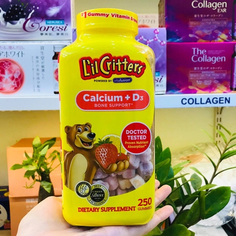 KẸO GẤU L'IL CRITTERS BỔ SUNG CALCIUM + D3  - 250 VIÊN
