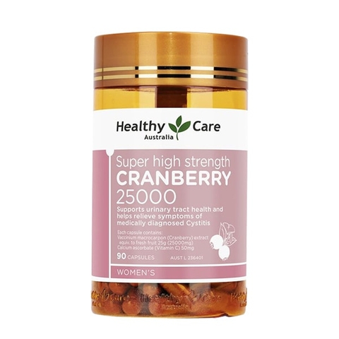VIÊN UỐNG HÔ TRỢ ĐIỀU TRỊ ĐƯỜNG TIẾT NIỆU HEALTHY CARE CRANBERRT 25000MG - 90 VIÊN
