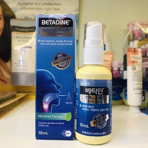 CHAI XỊT MIỆNG HÀN QUỐC HEALTHY HEALING STARTS WITH BETADINE THROAT SPRAY MINT FLAVOUR - 50ML
