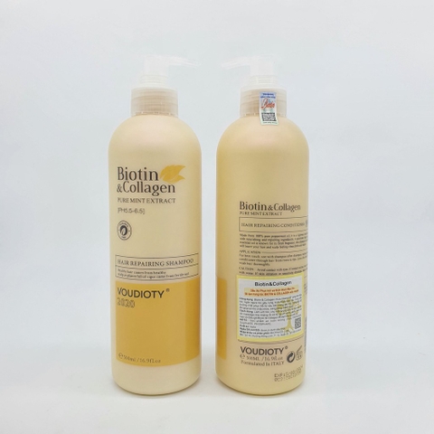 COMBO DẦU GỘI VÀ XẢ BIOTIN & COLLAGEN PURE MINT EXTRACT CHO TÓC KHÔ VÀ GÃY RỤNG (MÀU VÀNG) - 500ML
