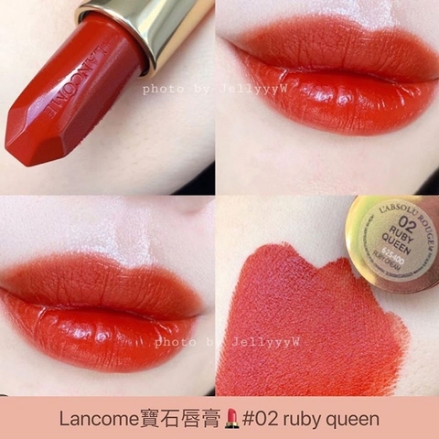 SON LANCÔME L'ABSOLU ROUGE RUBY CREAM -#02 RUBY QUEEN MÀU ĐỎ CAM CHÁY