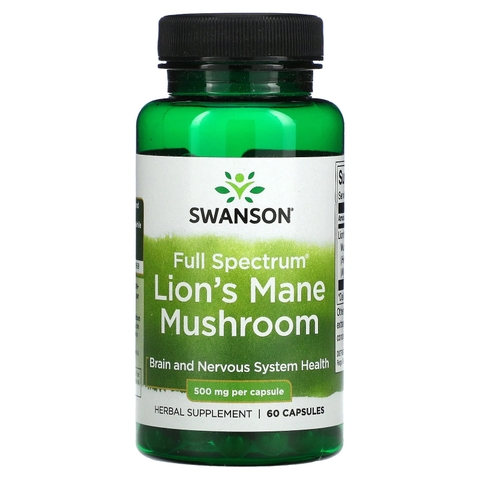 VIÊN UỐNG HỖ TRỢ NÃO BỘ SWANSON LION’S MANE MUSHROOM 60 VIÊN