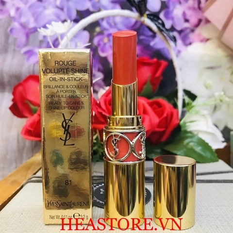 SON YSL ROUGE VOLUPTE SHINE #81 CORAL AVIATOR