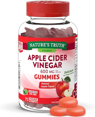 KẸO DẺO GIẤM TÁO GIẢM CÂN NATURE'S TRUTH APPLE CIDER VINEGAR 600MG - 75 VIÊN
