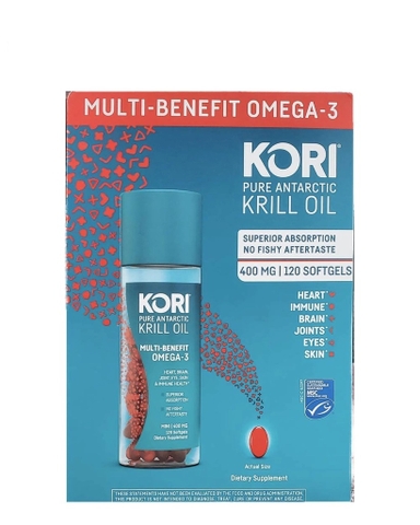 VIÊN DẦU NHUYỄN THỂ KORI PURE ANTARCTIC KRILL OIL 400MG OMEGA 3 - 120V