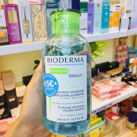 NƯỚC TẨY TRANG BIODERMA NẮP NHẤN SEBIUM H20 - XANH LÁ