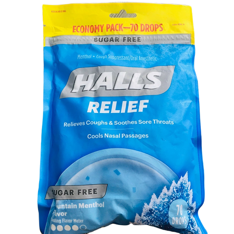 KẸO NGẬM HO HALLS KHÔNG ĐƯỜNG 70 VIÊN - MOUNTAIN MENTHOL