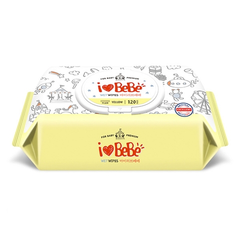 KHĂN ƯỚT I LOVE BEBE YELLOW PLUS HÀN QUỐC (120 TỜ)