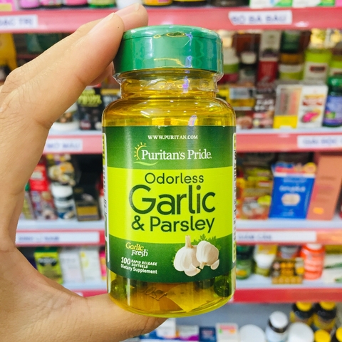 DẦU TỎI VÀ NGÒ ODORLESS GARLIC & PARSLEY 100 VIÊN PURITAN'S PRIDE