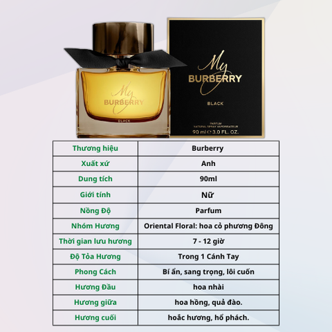 NƯỚC HOA NỮ MY BURBERRY BLACK PARFUM NATURAL SPRAY VAPORISATEUR - 90ML