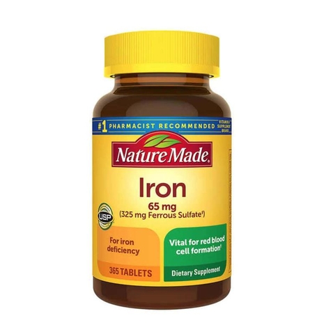 VIÊN UỐNG BỔ SUNG SẮT NATURE MADE IRON 65 MG 325MG - 365V