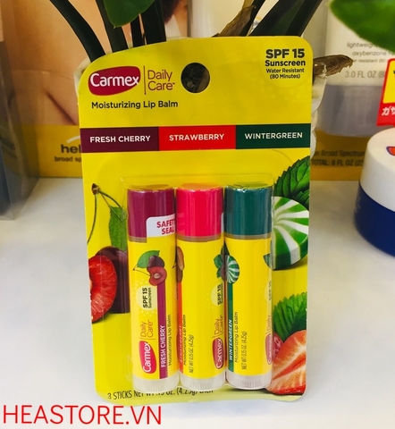 SET SON DƯỠNG CARMEX MOISTURIZING LIP BALM ( 3 CÂY )