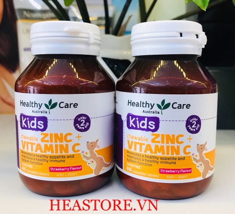 VIÊN UỐNG TĂNG ĐỀ KHÁNG CHEWABLE ZINC + VITAMIN C HEALTHY CARE 60 VIÊN