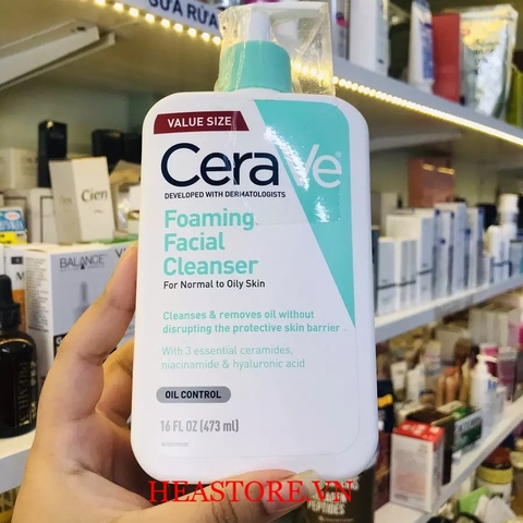 SỮA RỬA MẶT DÀNH CHO DA THƯỜNG ĐẾN DA DẦU CERAVE FOANING FACIAL CLEANSER