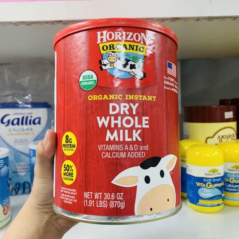 SỮA TƯƠI NGUYÊN KEM DẠNG BỘT HORIZON ORGANIC DRY WHOLE MILK - 870G