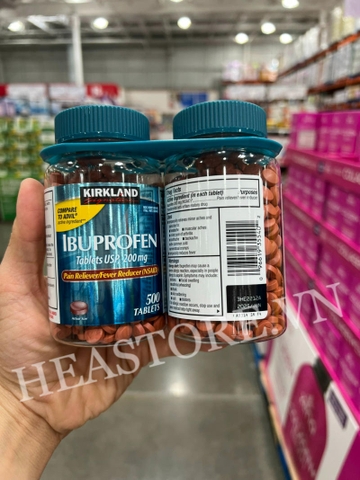 VIÊN UỐNG GIẢM ĐAU KHÁNG VIÊM IBUPROFEN 200MG KIRKLAND 500 VIÊN MÀU XANH (4/2026)