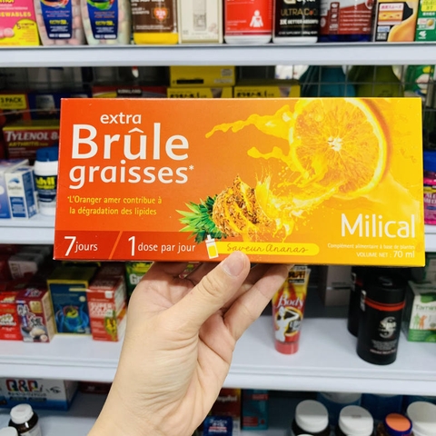 NƯỚC UỐNG DETOX GIẢM MỠ NỘI TẠNG MILICAL EXTRA BRULE GRAISSES VỊ CAM DỨA - 7 ỐNG