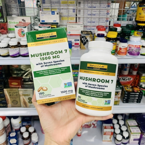VIÊN UỐNG HỖ TRỢ TĂNG CƯỜNG HỆ MIỄN DỊCH NATURE'S LAB MUSHROOM 7 1,500 MG, 180 VIÊN