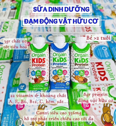 SỮA HỮU CƠ ORGAIN KIDS PROTEIN 12 CHAI 224ML