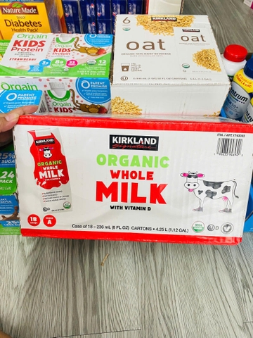 SỮA TƯƠI KIRKLAND ORGANIC WHOLE MILK WITH VITAMIN D 18x236ML