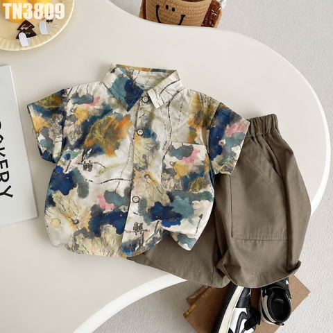 Set Áo Sơ Mi Họa Tiết Kèm Quần