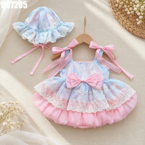 Set Body Váy Bí Viền Ren Kèm Nón