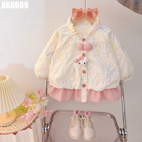Áo Khoác Viền Caro Mèo