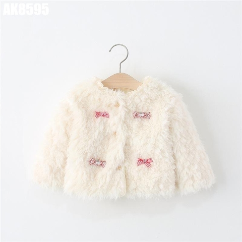 Áo Khoác Lông Đính Kẹo & Nơ