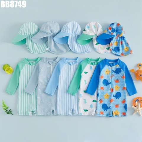 Set Đồ Bơi Họa Tiết Kèm Nón
